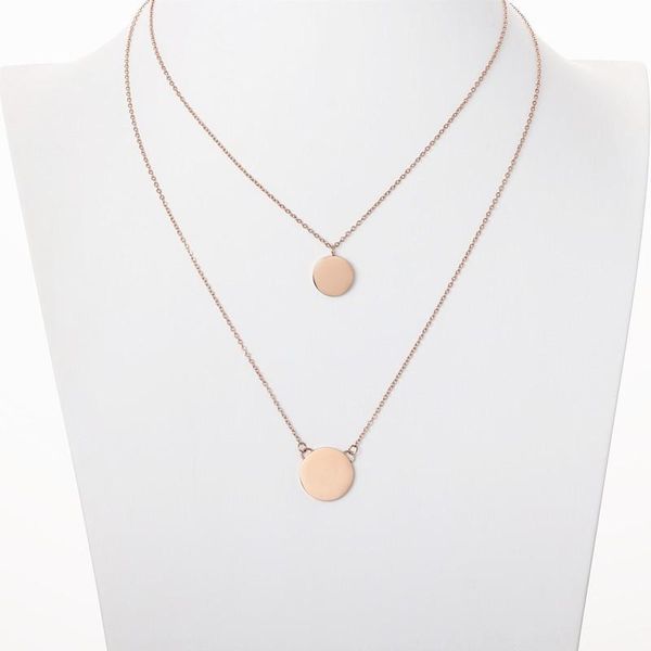 

stainless steel double coin necklace customization pendant chain nekclace can engraved logo name date as gift necklaces, Silver