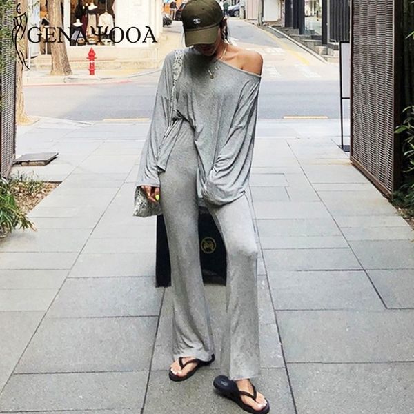 

genayooa casual two and pants wide leg tracksuit women set loose long sleeve 2 piece sets womens outfits korean 210417, White