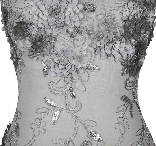 

party dresses angel-fashions strapless appliques floral mermaid long evening vestidos de noche gray a-137gy-s, White;black