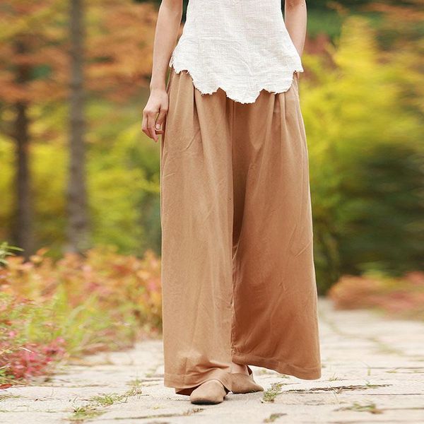 

women's pants & capris nini wonderland spring summer knit cotton wide leg women solid casual trousers elastic waist loose vintage, Black;white
