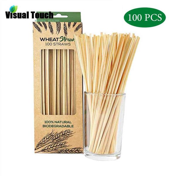 

drinking straws 100pcs / pack 20cm wheat straw environmentally friendly bar kitchen accessories home cocina garden drink stickers