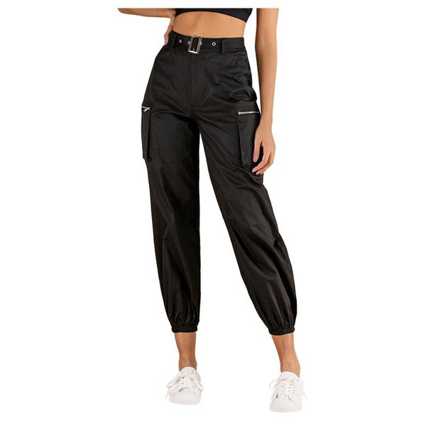

women's pants & capris 2021 wide leg pant bohemian high elastic waist harajuku trousers female streetwear harem cargo oversize joggers, Black;white