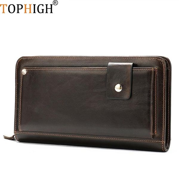 

evening bags igh genuine leather purse fashion handy vintage card holder cell phone case money bag for men 2021 long clutch wallet