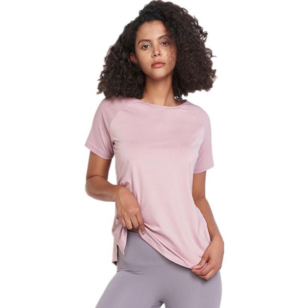 

yoga outfit ua_rock net yarn patchwork shirt women loose breathable sports short-sleeve t-shirt quick-drying running fitness clothe top