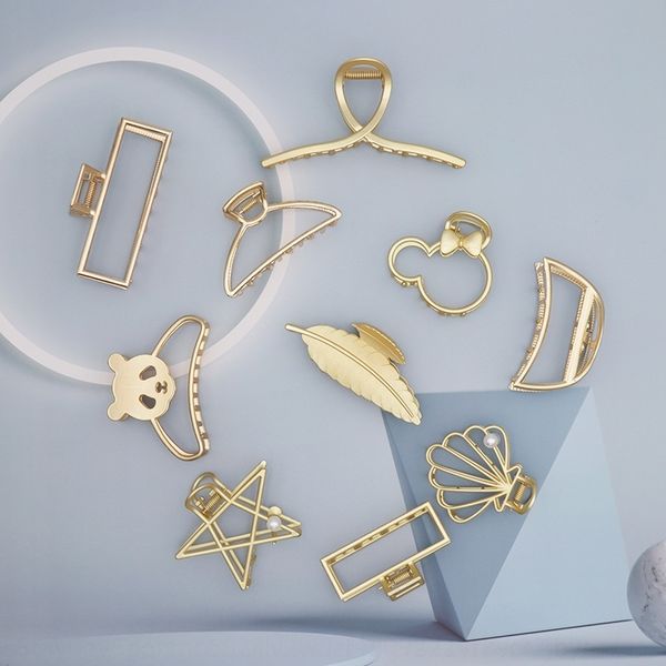 

XzHi japan and south korea ins net red shark metal barrettes pin towel bath towellarge bath clip back of hair clips head headdress hair orn, Golden;silver