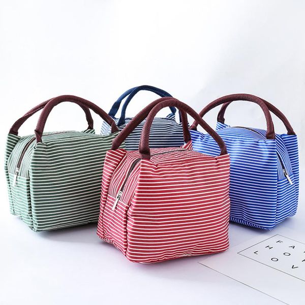

outdoor bags four seasons portable lunch bag ladies striped picnic food fresh box cooler pack travel storage