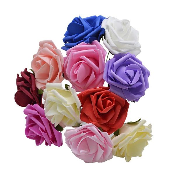 

20pcs 8cm multicolor artificial flower pretty pe foam roses handmade bouquets wreath wedding party home decoration decorative flowers & wrea