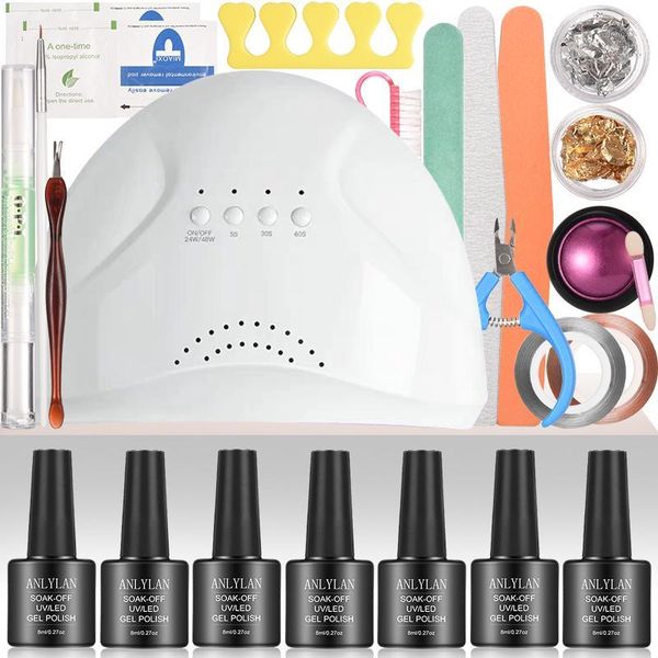 

nail set 48w uv led lamp dryer gel polish kit soak off electric manicure tools base coat for art tools1, Red;pink