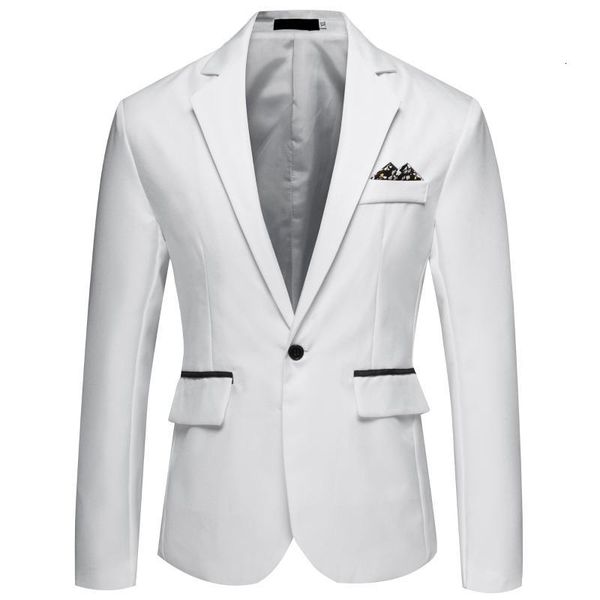 

men's suits & blazers m-5xl formal slim fit one button suit long sleeve notched blazer cotton blend coat jacket dz56, White;black