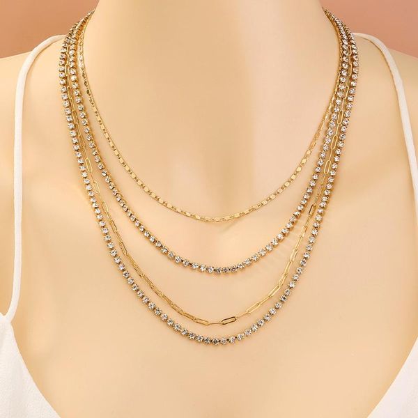 

chains accessories simple layered necklace women claw chain fashion rhinestone collarbone choke jewelry charms party gift, Silver