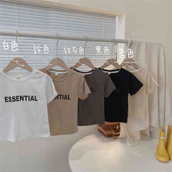 

children's 2021 small cloth summer new boys' and girls' printed letter ess short sleeve t baby korean t-shirt, Black