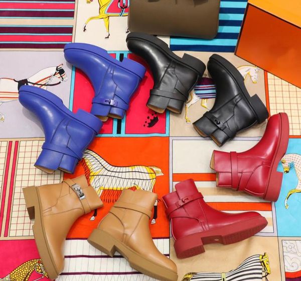 

luxury designer women jumping ankle boots calfskin autumn winter boot leather sole leathers laminated heel classic design with box, Black