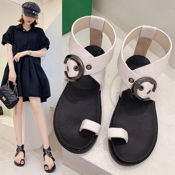 

sandals 2021 flat-soled women's shoes stylish comfortable roman women fashion, Black