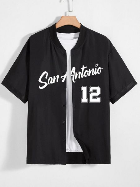 

romwe 1pc letter graphic shirt 66pw#, White;black