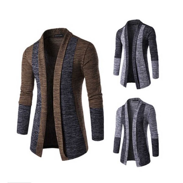 Collo a scialle Cardigan Uomini Pull Homme 2020 Moda Autunno Slim Fit Lungo Mens Cardigan Casual Hit Colore Cardigan Lavorato A Maglia Maglione Y0907