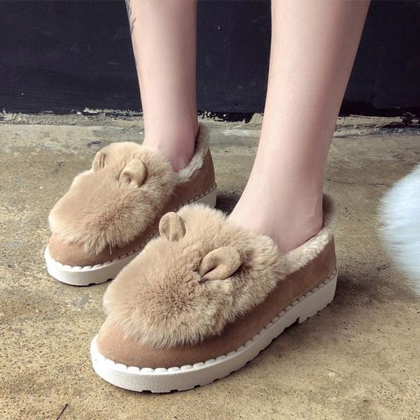 

winter warm slippers non-slip home indoor women shoes bedroom plush faux fur slip on ladies slipper 2021 comfortable female shoe, Black