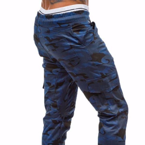 

spring autumn casual camouflage cargo elastic waist hip hop streetwear harem pants men military trousers men's, Black