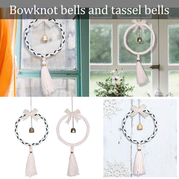 

garden decorations bow-knot circular ring tassel pendant wind chime bell wall window hanging ornaments bohemian style home decoration crafts