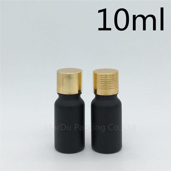 

storage bottles & jars high-quality 10ml black frosted glass bottle vials essential oil perfume aluminum cover plug 10cc 240pcs/lot