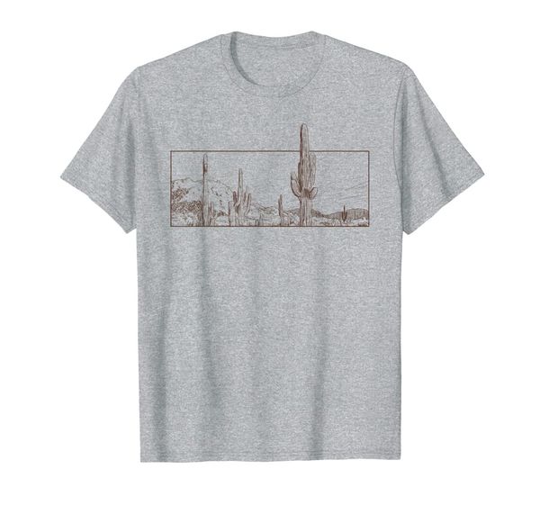 

desert cactus scene tee shirt, White;black