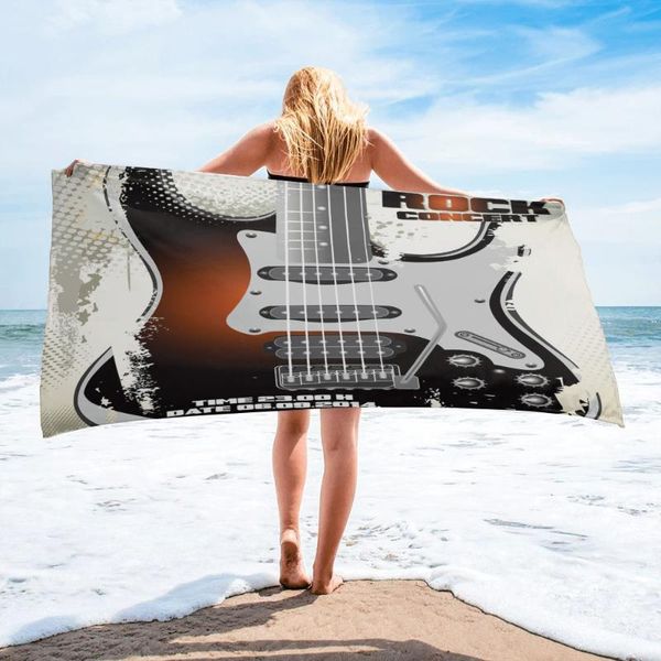 

towel rock music guitar bath camping bathroom accessories face microfiber beach