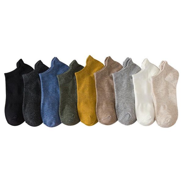 

men's socks spring and summer thin boat solid color breathable short tube for men women, Black