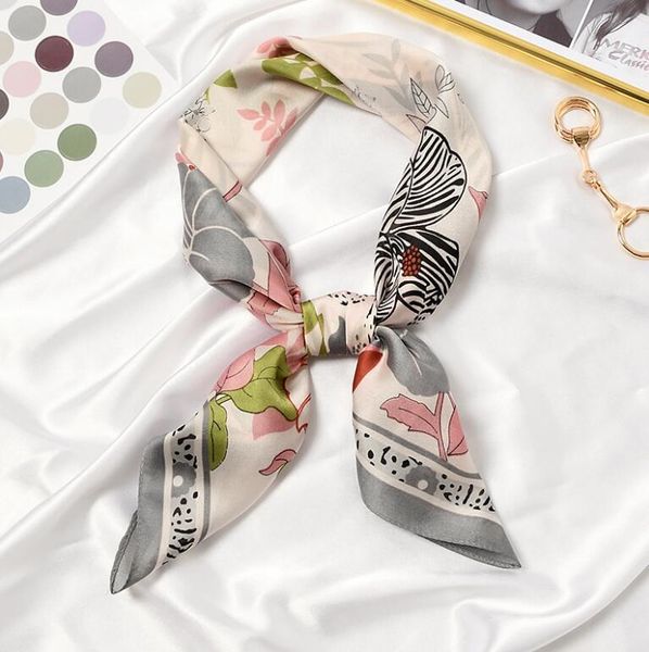 

scarves yishine 2021 70x70cm flower print square scarf women bandana hairband lady head wraps female shawl neckerchief, Blue;gray