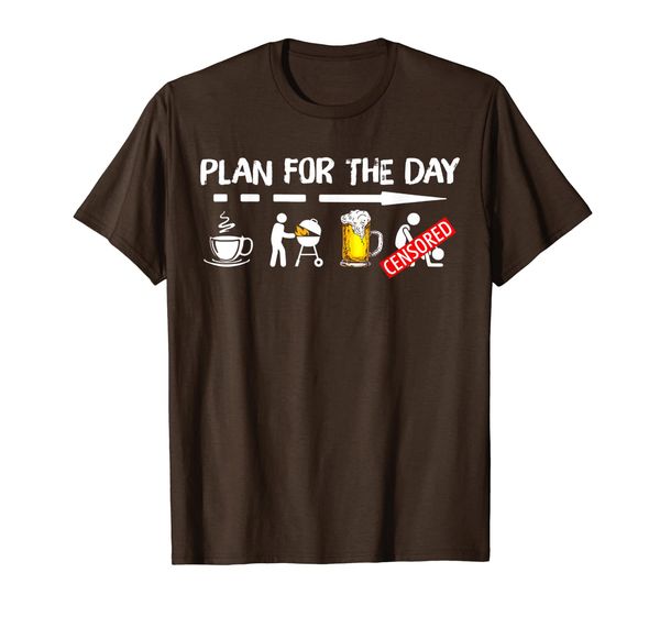 

plan for the day coffee bbq grilling beer funny t-shirt, White;black