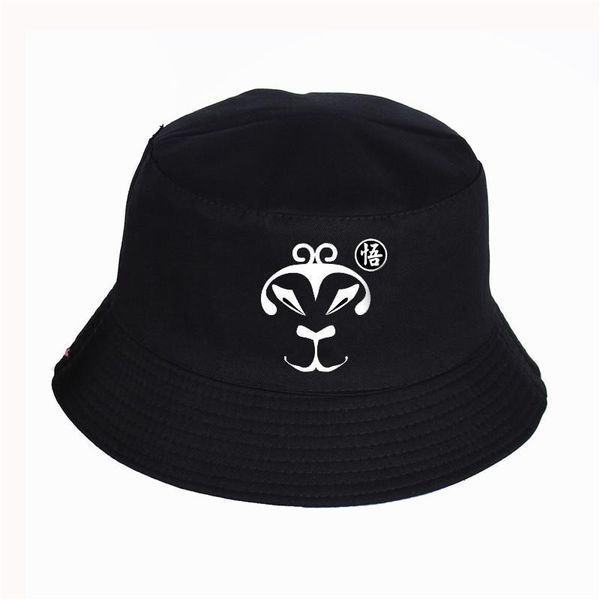 

cloches 2021 the monkey king print hat women mens panama bucket logo design flat sun visor fishing fisherman, Blue;gray