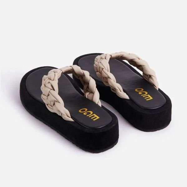 

sandals for women flat slip on summer casual comfortable flip flops beach shoes elastic, Black