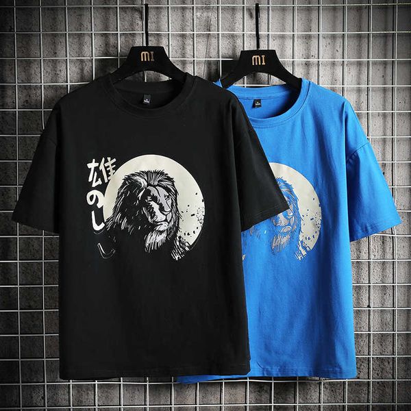 

men's t-shirts harajuku t shirt men hip hop t-shirt stone lion streetwear summer tshirts short sleeve cotton tees hipster e0wd, White;black