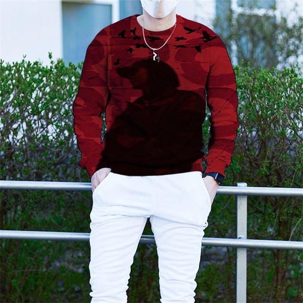 

men's european and wild goose printed 3d t-shirt visual impact party streetwear round neck long sleeve designer xl print daily top, White;black