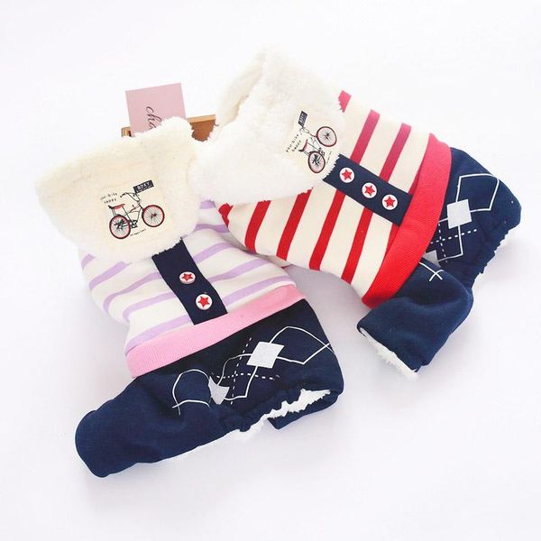 

dog apparel colorful stripe cotton coat pets clothes with four legs fashion warm autumn winter cute puppy dogs clothing 910a