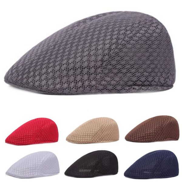 

visors 8 colors solid color berets ivy flat cap gatsby sboy baker beret duckbill golf driving cabbie hat 2021 summer, Blue;gray