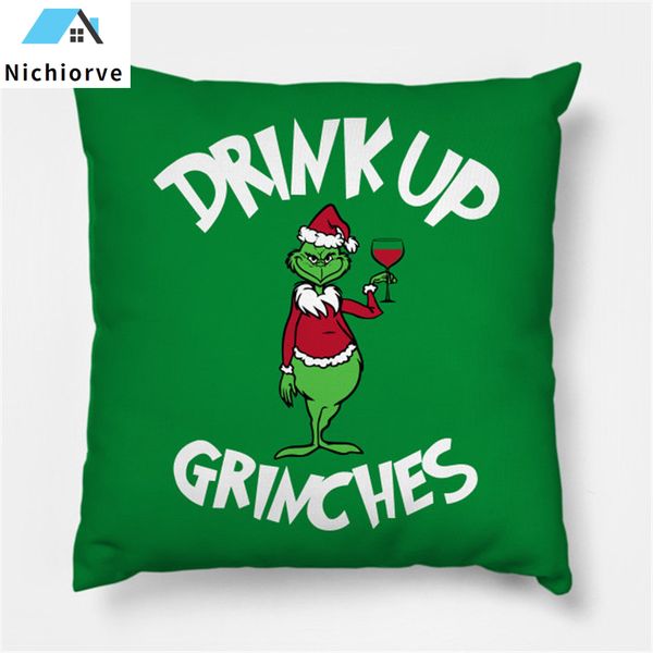 

drink up grinch merry christmas gift pillowcase xmas decor for home decor for christmas ornaments xmas noel santa claus fy4979