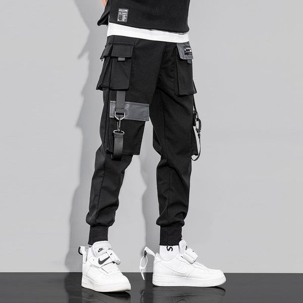 

men's pants korean streetwear cargo men casual hip hop tracksuit joggers spring autumn black trousers military elastic waist