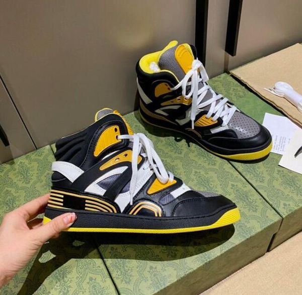 

2021 luxury designer women men shoes basket high-sneakers contrast color ankle mesh thickening sport shoe fashion comfortable with box size, Black