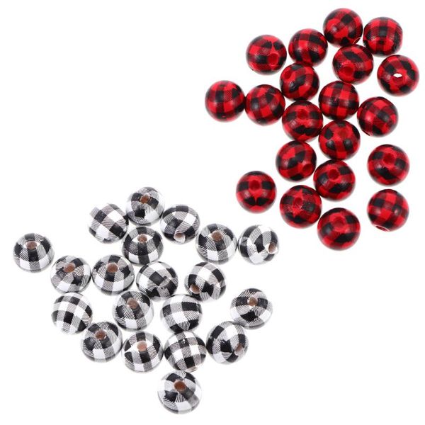 

decorative flowers & wreaths 40pcs check pattern wood bead diy pendant accessory