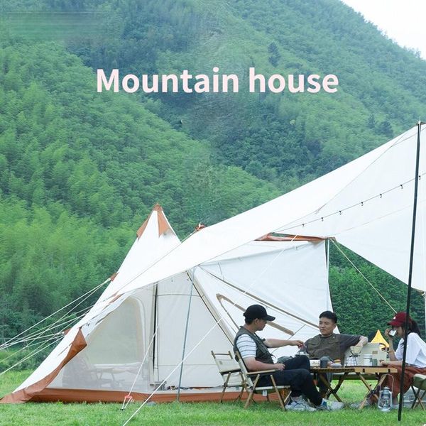

tents and shelters outdoor double tent, one door, three windows, breathable comfortable, rainstorm-proof 5-6 people camping camp