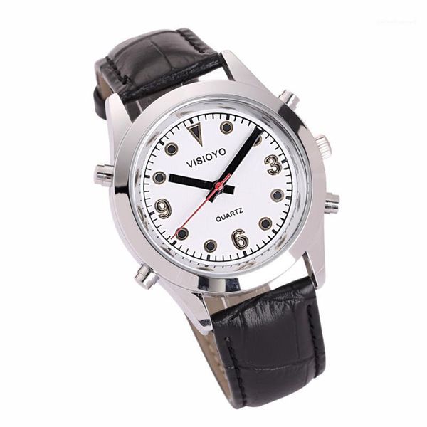 

french talking watch with alarm,white dial tfsw-22f wristwatches, Slivery;brown