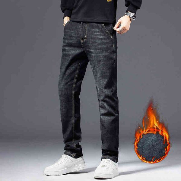 

men's jeans winter fleece men activities warm anti-theft zipper autumn flocking soft gk8p, Blue