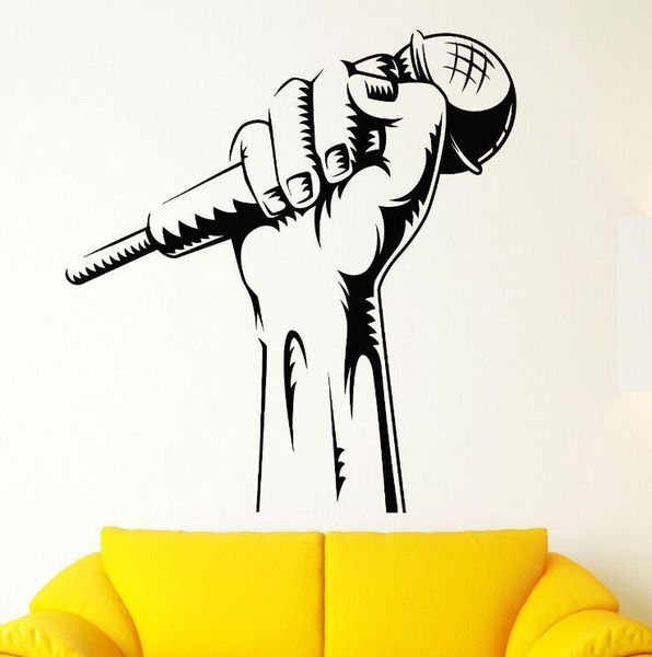 

wall decal microphone hand sticker karaoke club decoration rap battle singer art mural music wallpaper ay782 stickers