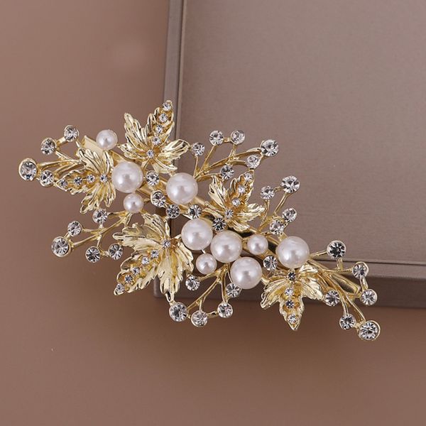 

diamond pearl exquisite hairpin bridal headdress women, Golden;silver