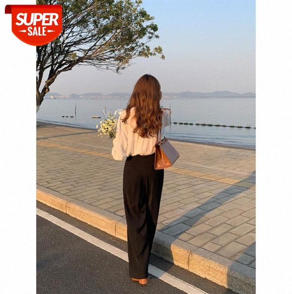 

tg casual suit pants women korean style ins high waist loose wide leg trousers 13581 #9q4q, Black;gray