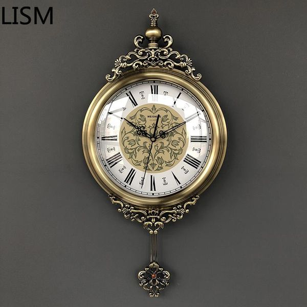 

wall clocks large gold clock retro metal luxury living room watch vintage silent nordic american watches home decor