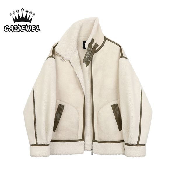 

women's granular plush overcoat cashmere jackets winter thickening warm korean fashion female cotton padded coat outerwear 211216, Black