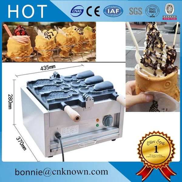 

electric 3 fish open mouth ice cream taiyaki maker cone making machine baker iron bread makers