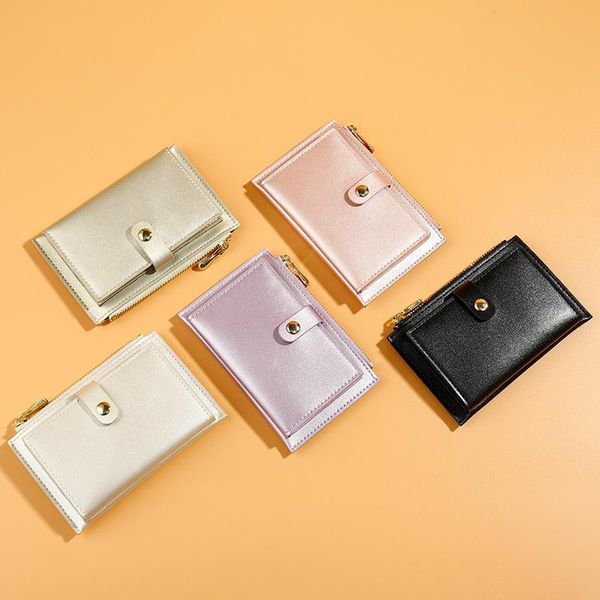 

card holders brand design holder women soft leather money bag small wallets female organzier mini case zipper coin bags, Brown;gray
