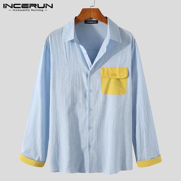 

fashion men shirt cotton patchwork streetwear lapel button casual blouse brand long sleeve camisas harajuku s-3xl men's shirts, White;black