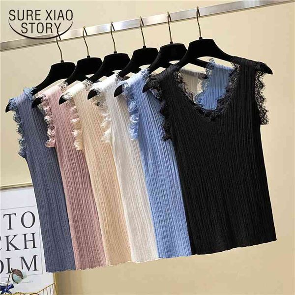 

summer outside wear knitted tank sleeveless plus size women's corset bottom solid casual female tanks vest 14476 210528, Black;white